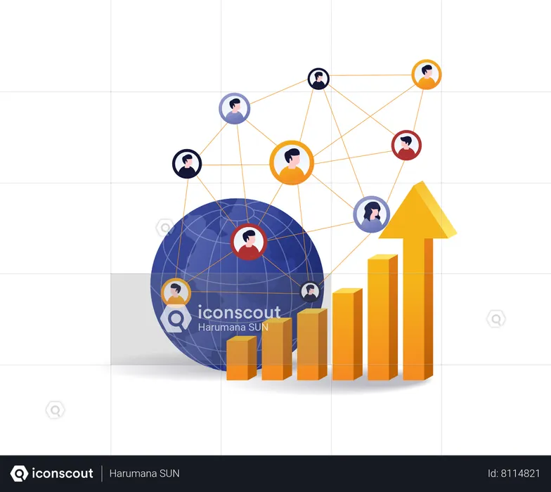 Worldwide network of business development teams  Illustration