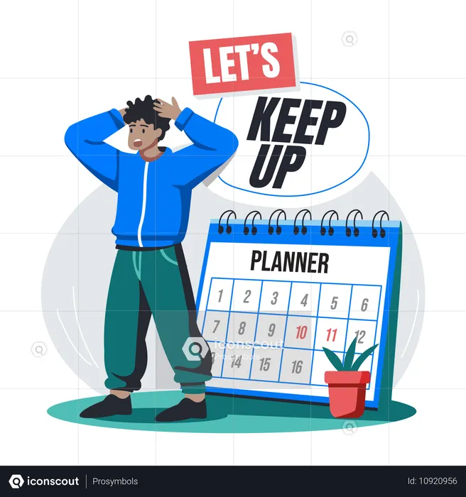 Worried man with planner  Illustration