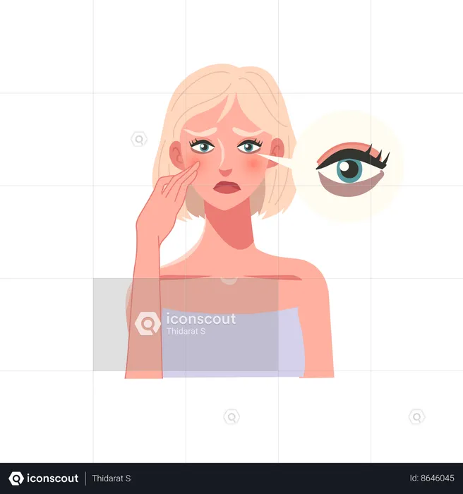 Worried Woman with dark Circles at eyes  Illustration