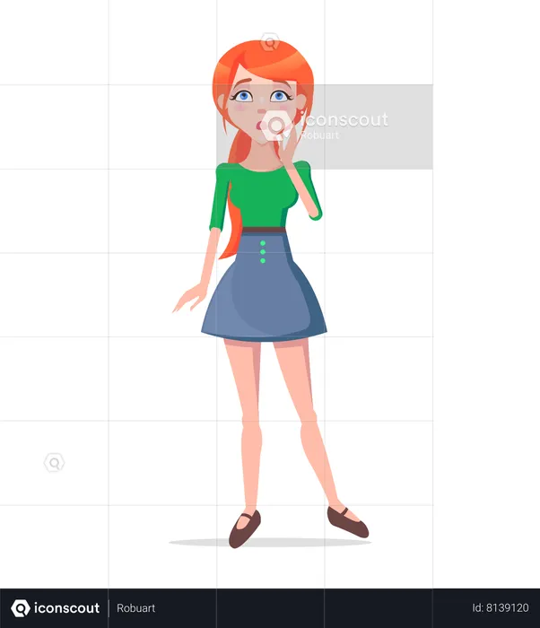Worried Young Woman  Illustration