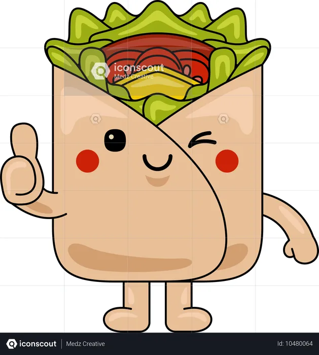 Wrap Mascot Showing Thumbs Up  Illustration