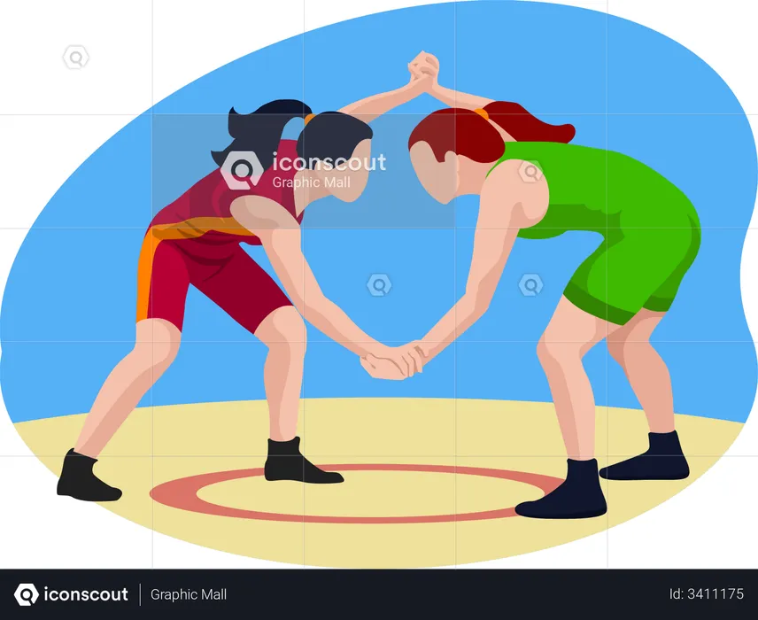 Wrestling Match  Illustration