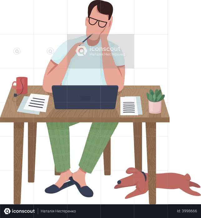 Writer at computer  Illustration