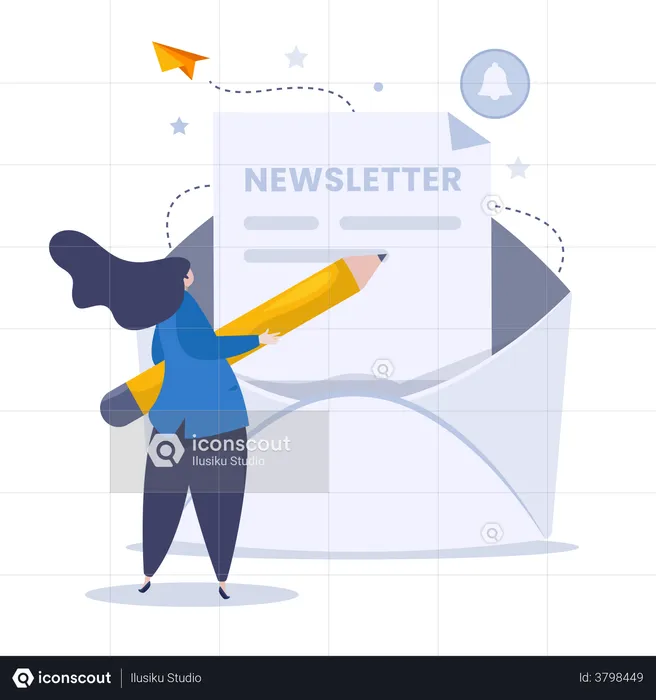 Writing a newsletter message  Illustration