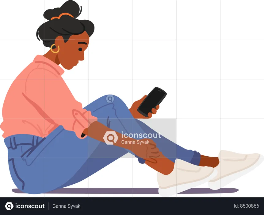 Wrong pose while sitting on floor with mobile  Illustration