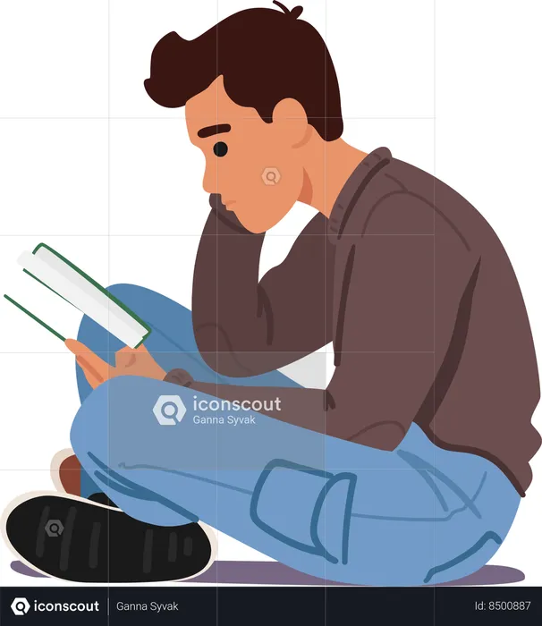 Wrong posture while reading book on floor  Illustration
