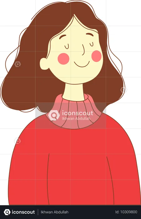 Schöne unschuldige Streber-Mädchen-Figur trägt rosa Pullover  Illustration