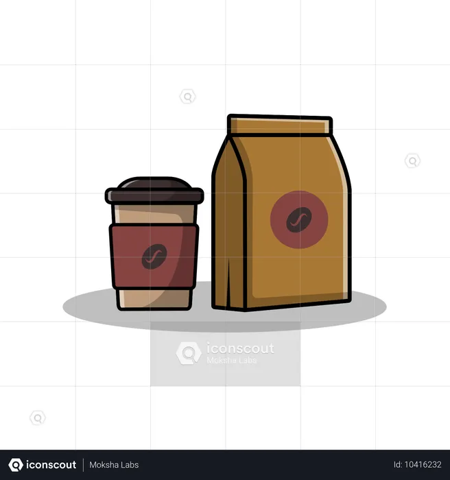 Xícara de café com pó de café  Ilustração