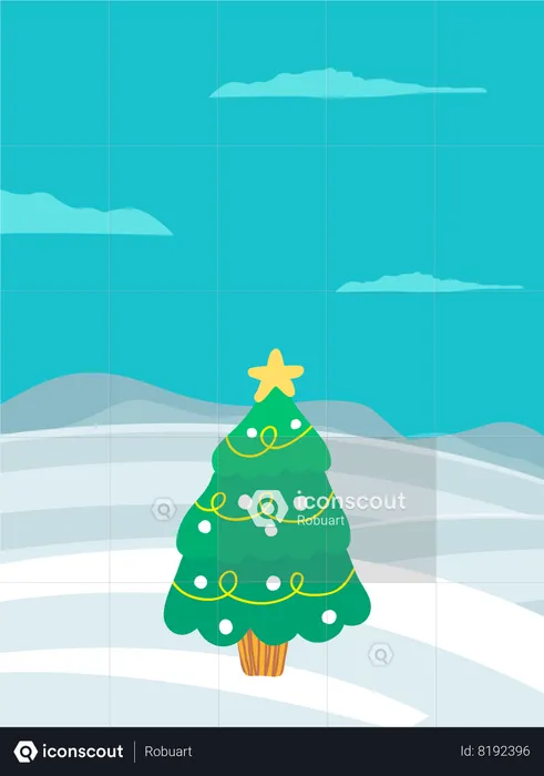 Xmas tree in iceland  Illustration