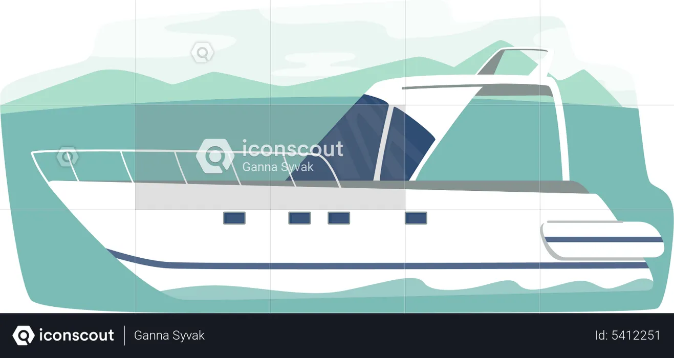 Yacht In Ocean  Illustration