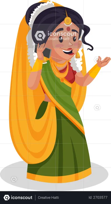 Yashoda maa falando ao telefone  Ilustração