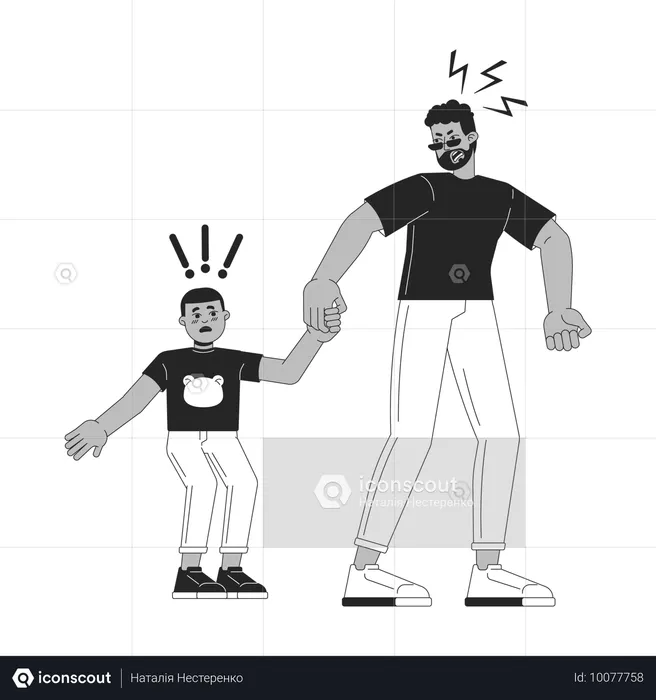 Yelling father with stressed kid  Illustration