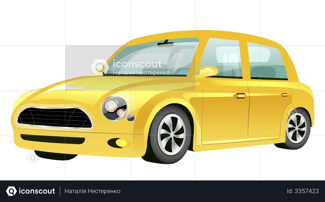 Yellow Mini Cooper Car  Illustration
