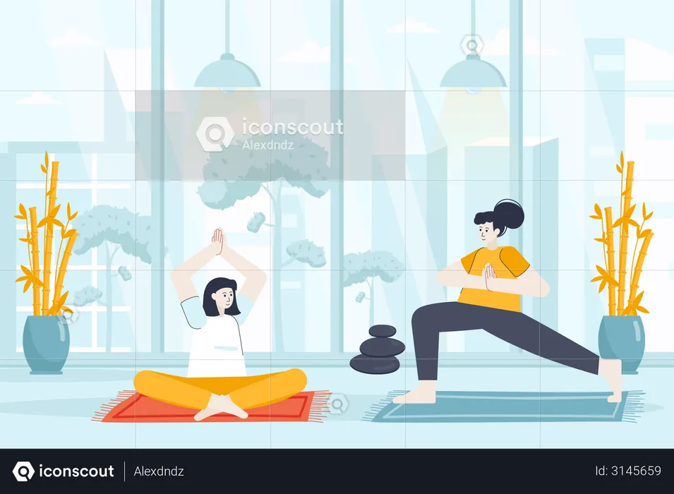 Yoga at home  Illustration