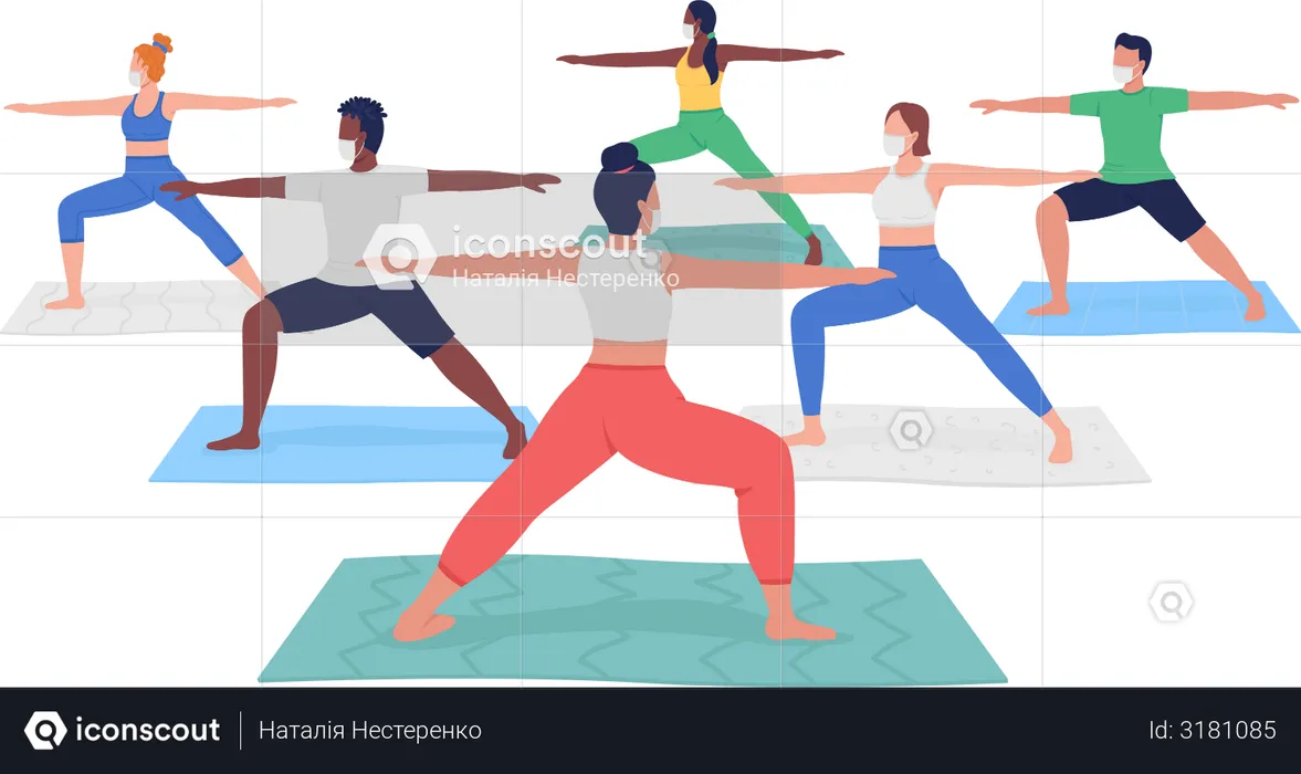 Yoga class during pandemic  Illustration