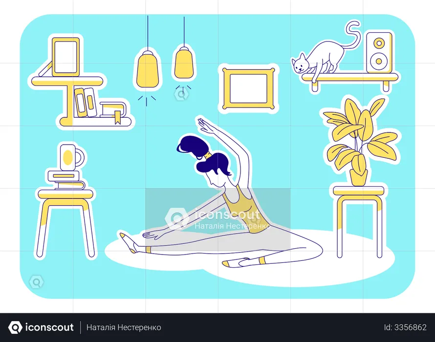 Yoga en casa  Ilustración