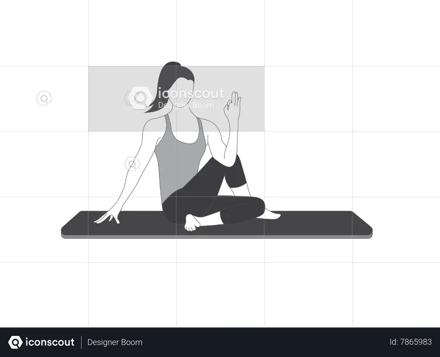 Fille de yoga faisant Ardha Matsyendrasana  Illustration