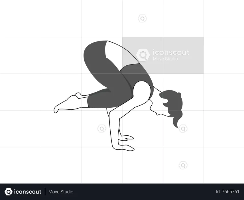 Fille de yoga faisant du bakasana  Illustration