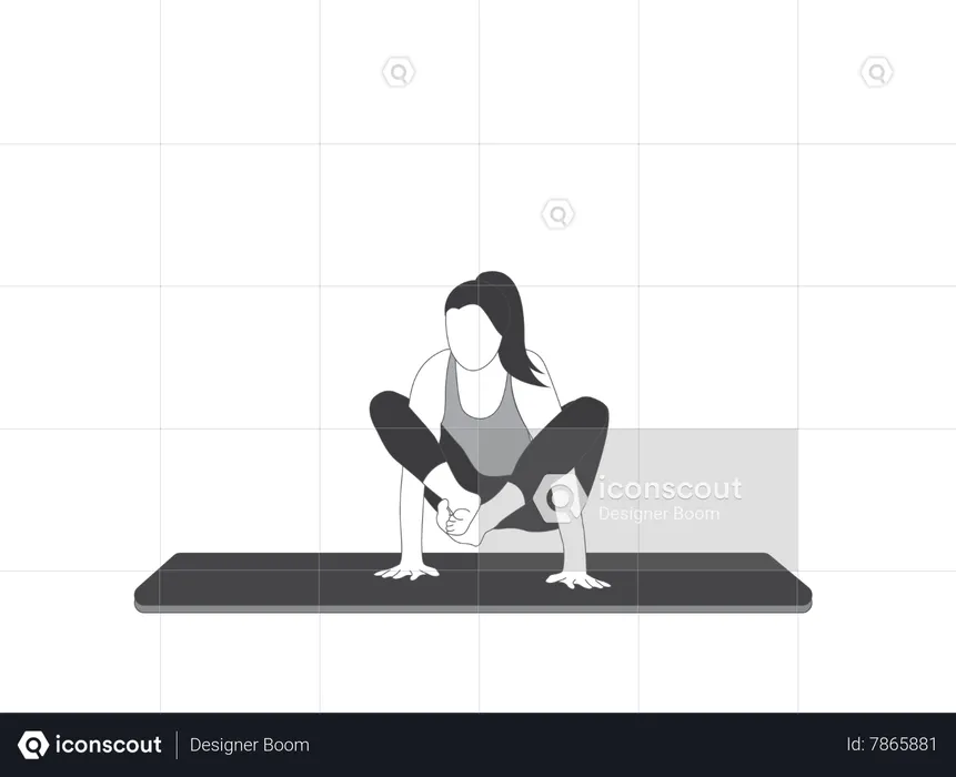 Fille de yoga faisant la pose de Bhujapidasana  Illustration