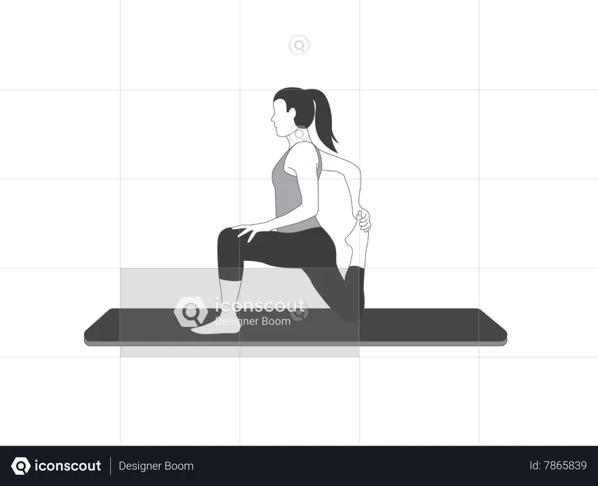 Fille de yoga faisant des étirements de jambes  Illustration