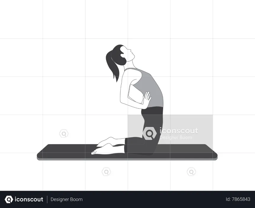 Fille de yoga faisant une pose arrière  Illustration