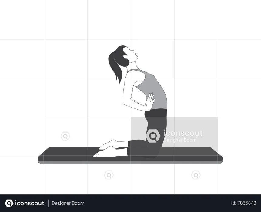 Best Yoga girl doing backward back pose Illustration download in PNG ...