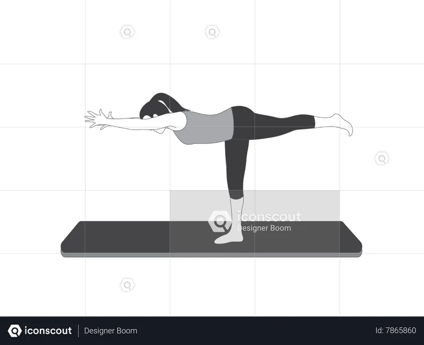 Yoga girl doing Balancing Stick  Illustration