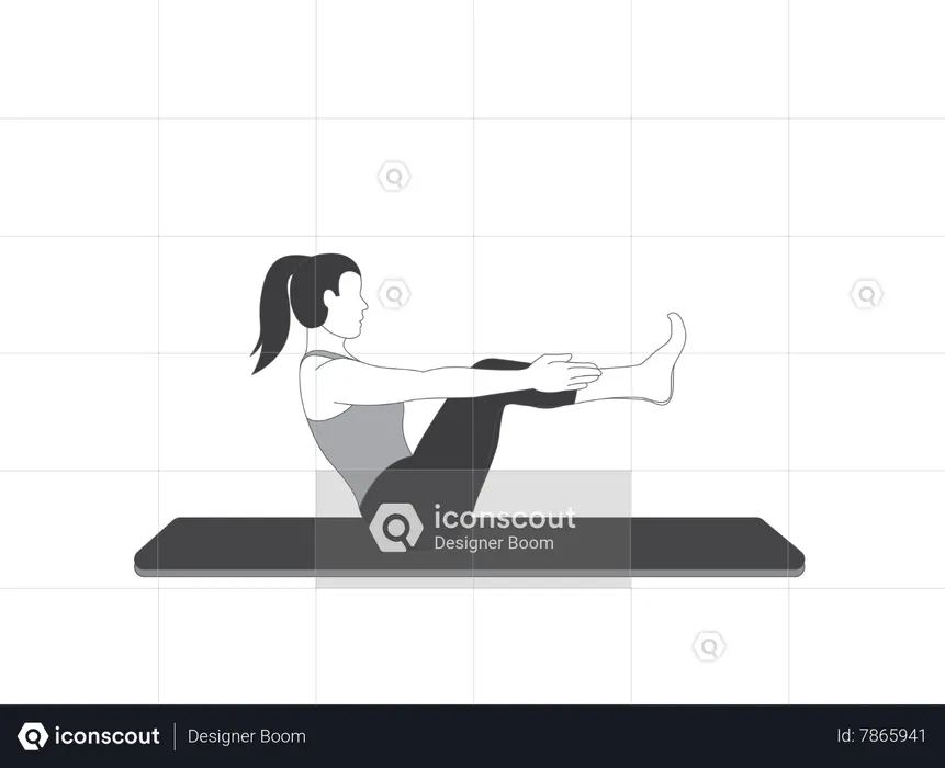 Yoga girl doing boat pose  Illustration