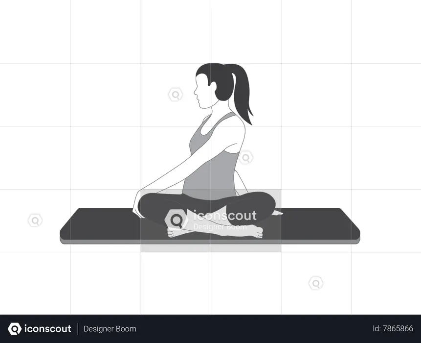 Yoga Girl doing body stretching yoga  Illustration