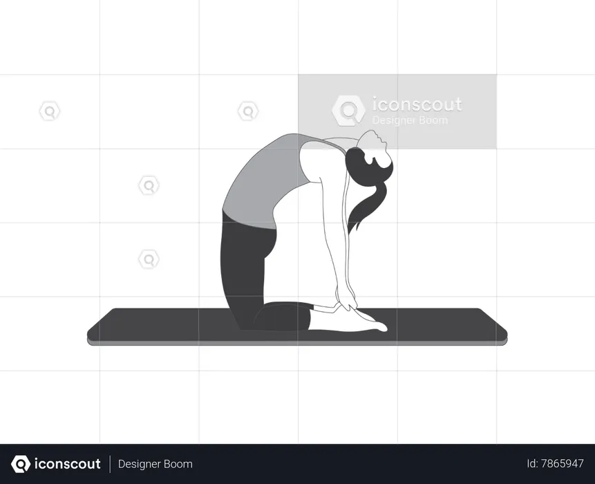 Yoga Girl doing Camel Pose  Illustration