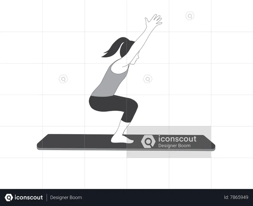 Yoga girl doing chair pose  Illustration