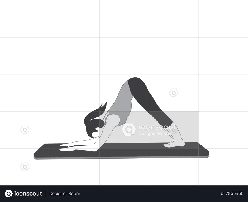 Yoga girl doing down forward dog pose  Illustration