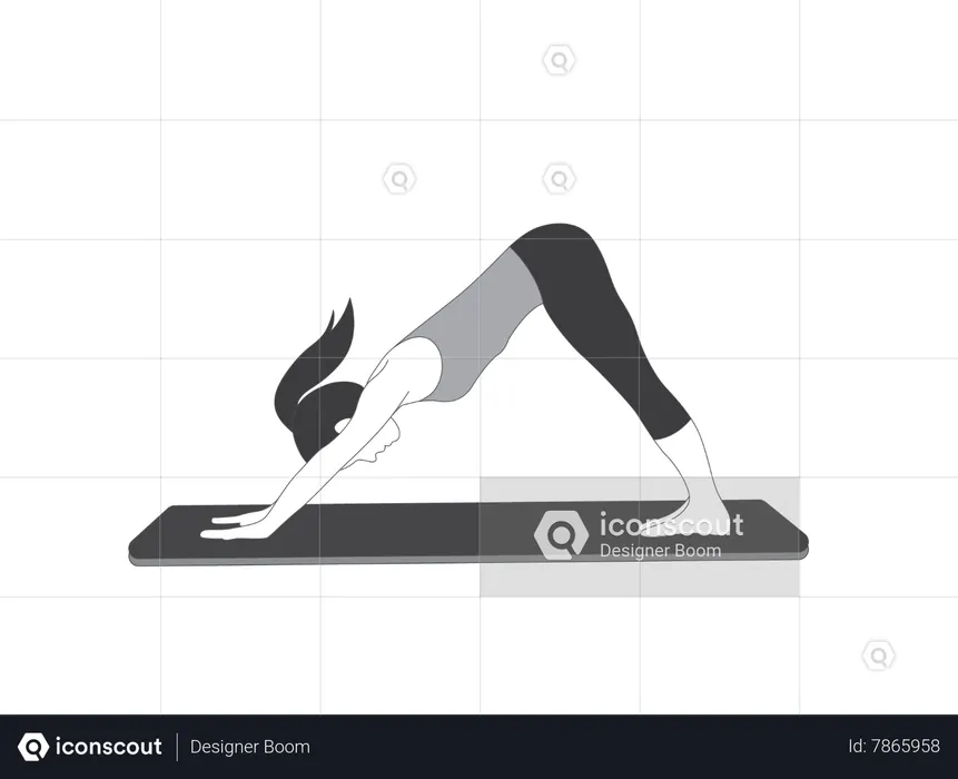 Yoga girl doing Downward Facing Dog Pose  Illustration