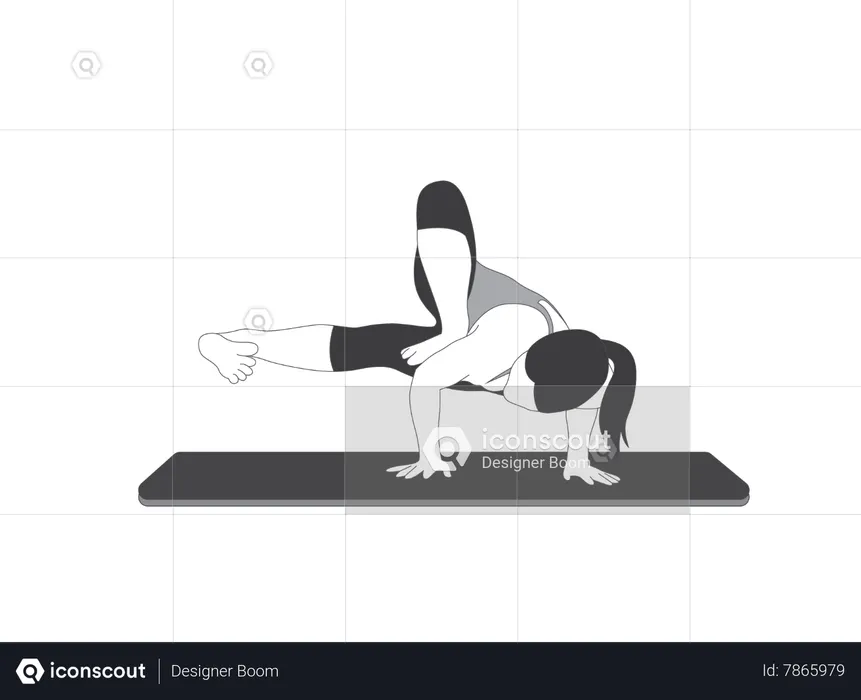 Yoga girl doing Eight-Angle Pose stock  Illustration