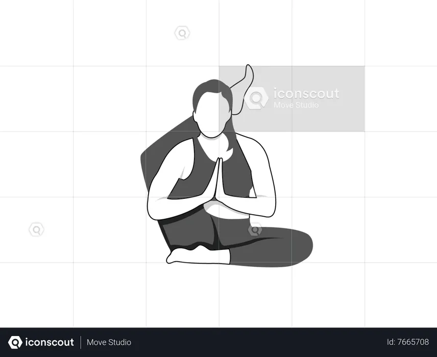 Yoga girl doing Eka Pada Sirsasana  Illustration