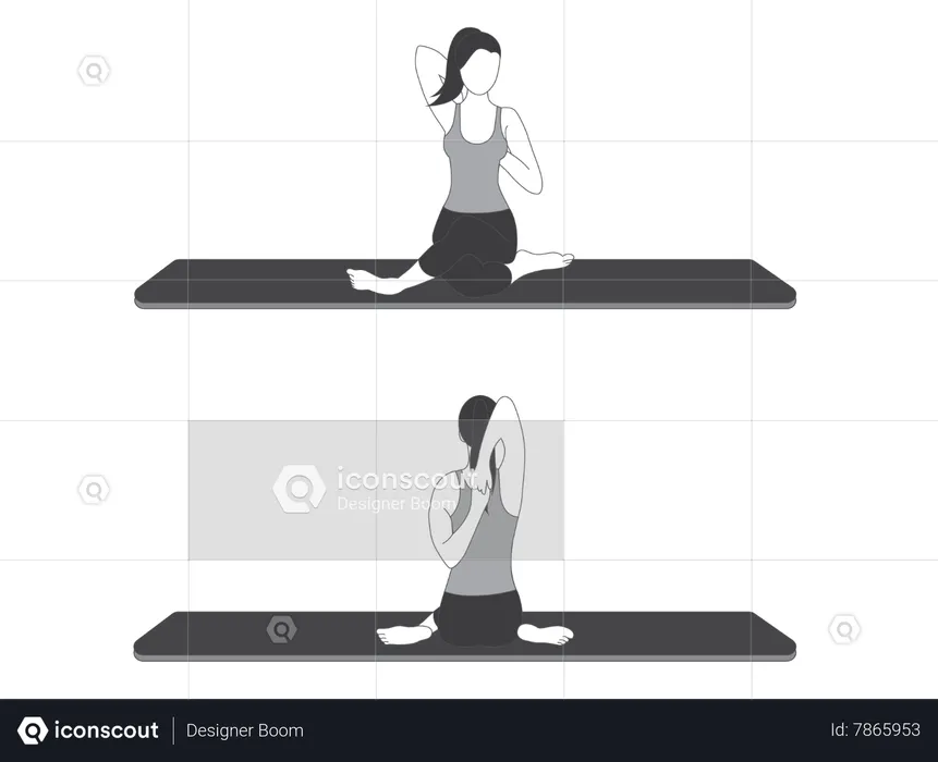 Yoga Girl doing Gomukhasana  Illustration