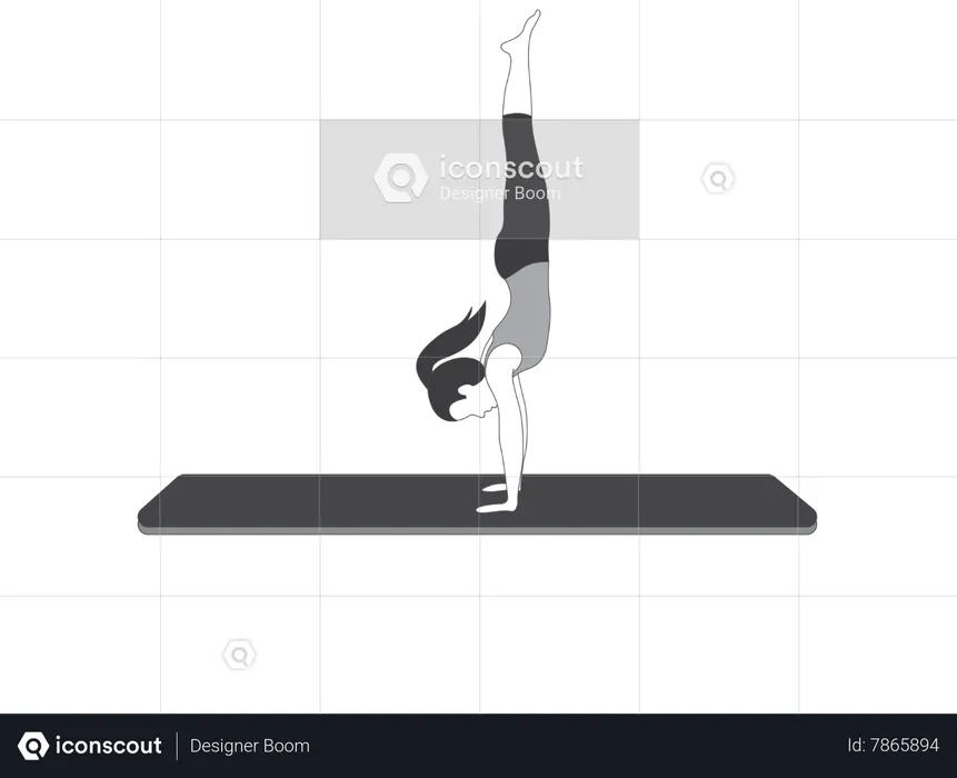 Yoga girl doing Handstand pose  Illustration
