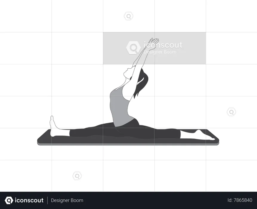 Yoga girl doing Hanumanasana  Illustration
