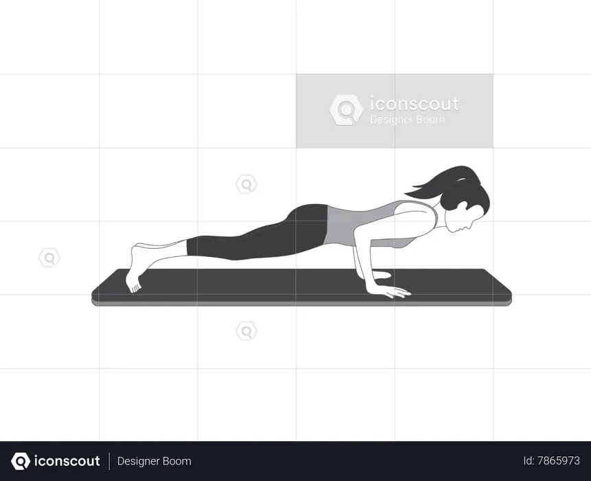 Yoga girl doing high plank  Illustration