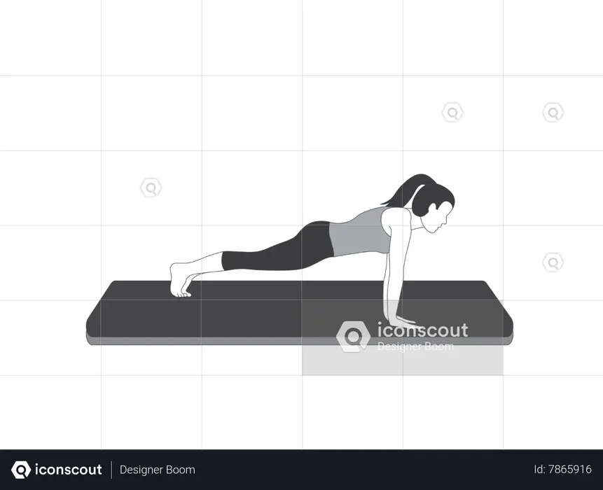 Yoga girl doing high plank pose  Illustration