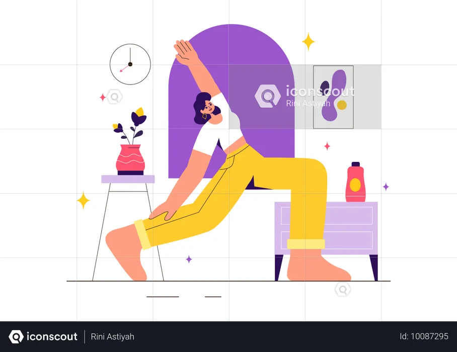 Yoga girl doing home workout  Illustration