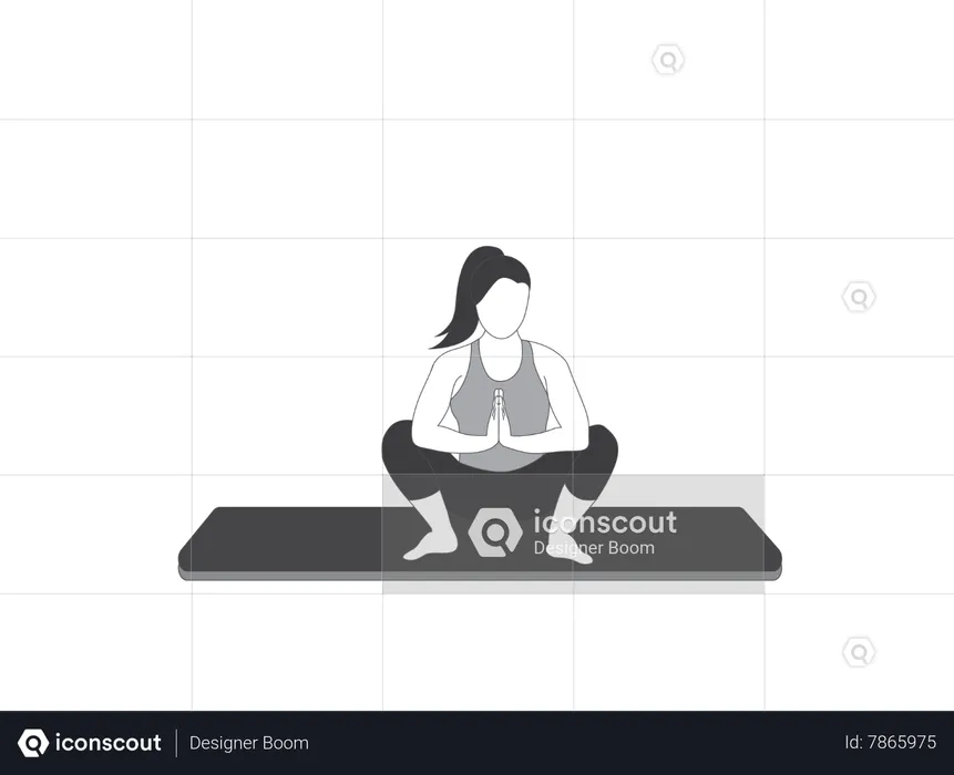 Yoga Girl doing malasana  Illustration