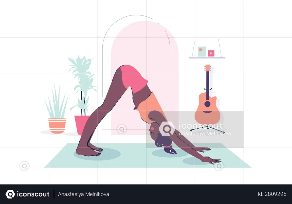 Yoga Girl doing Stretching  Illustration