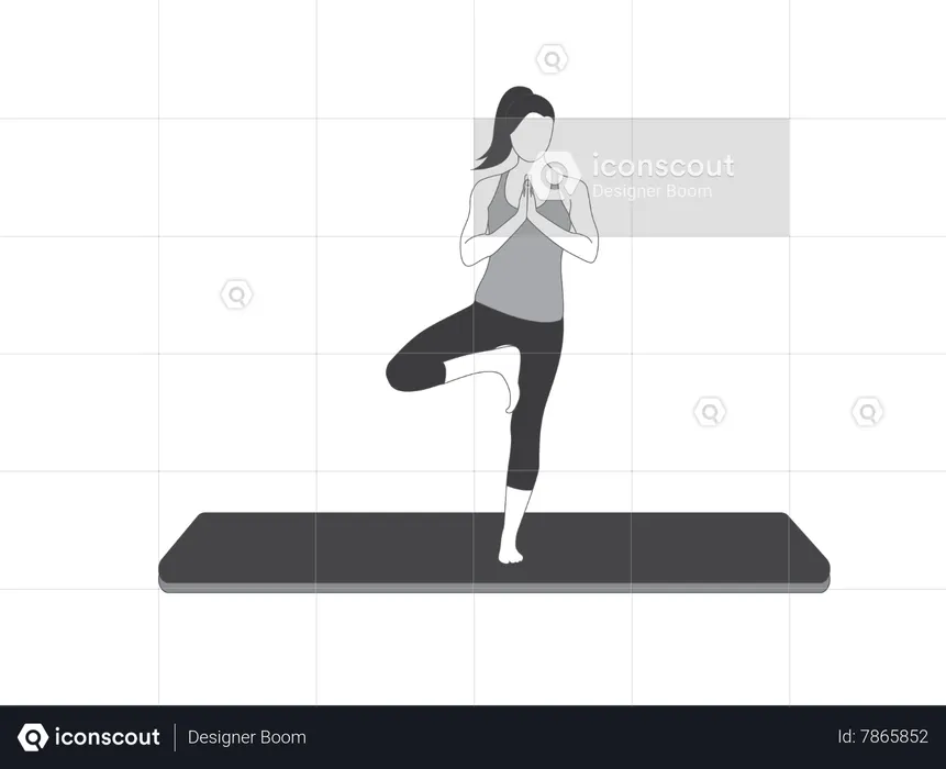 Yoga girl doing tree pose  Illustration