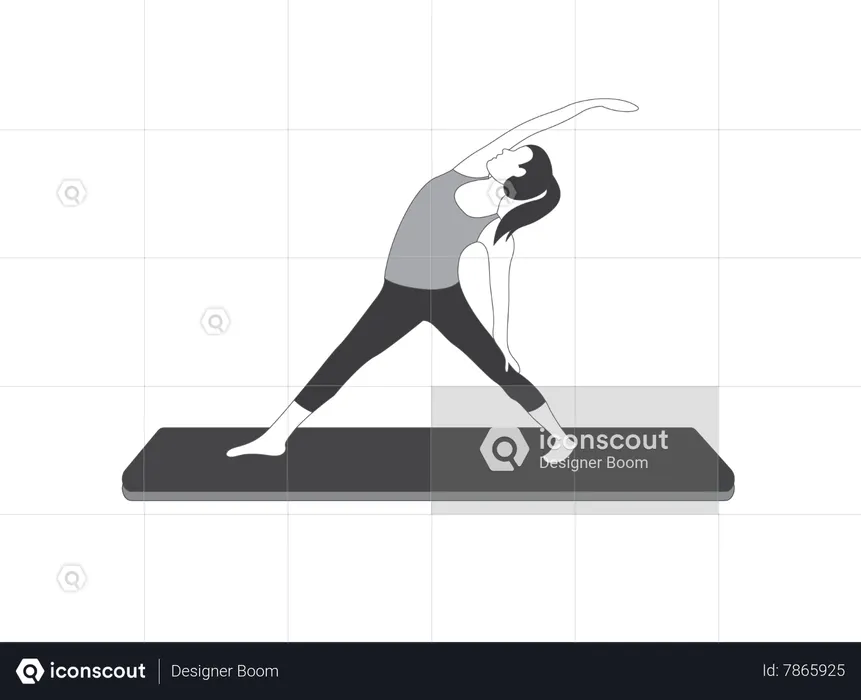 Yoga Girl doing triangle pose  Illustration