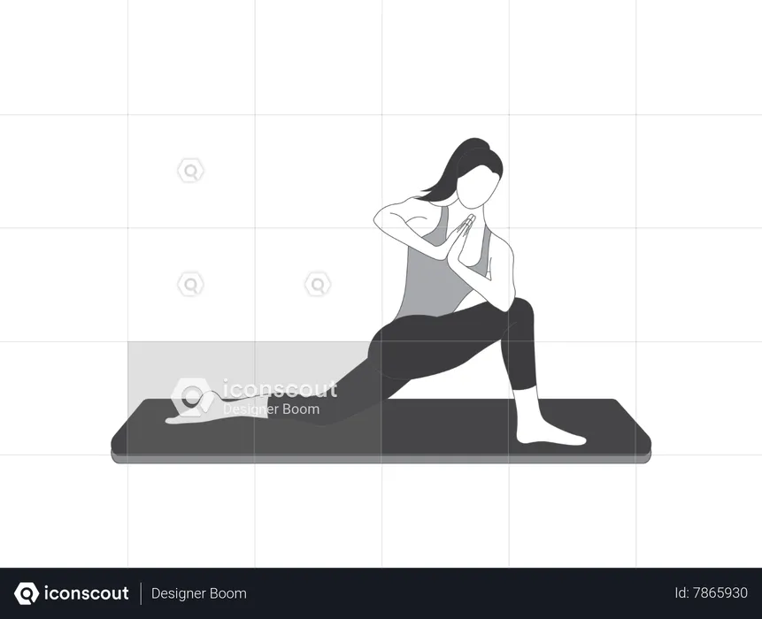 Yoga girl doing twisted chair pose  Illustration