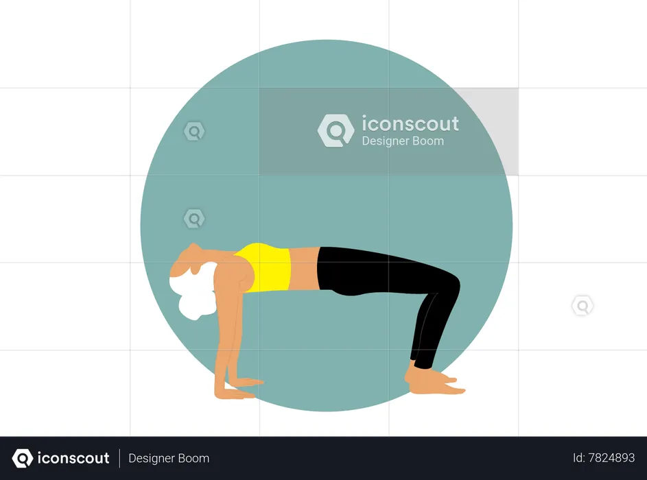 Yoga girl doing upward bridge  Illustration