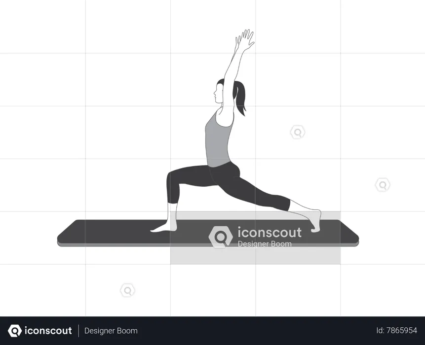 Yoga girl doing Virabhadrasana  Illustration