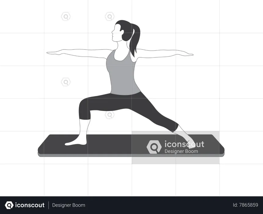 Yoga Girl doing Warrior Pose  Illustration