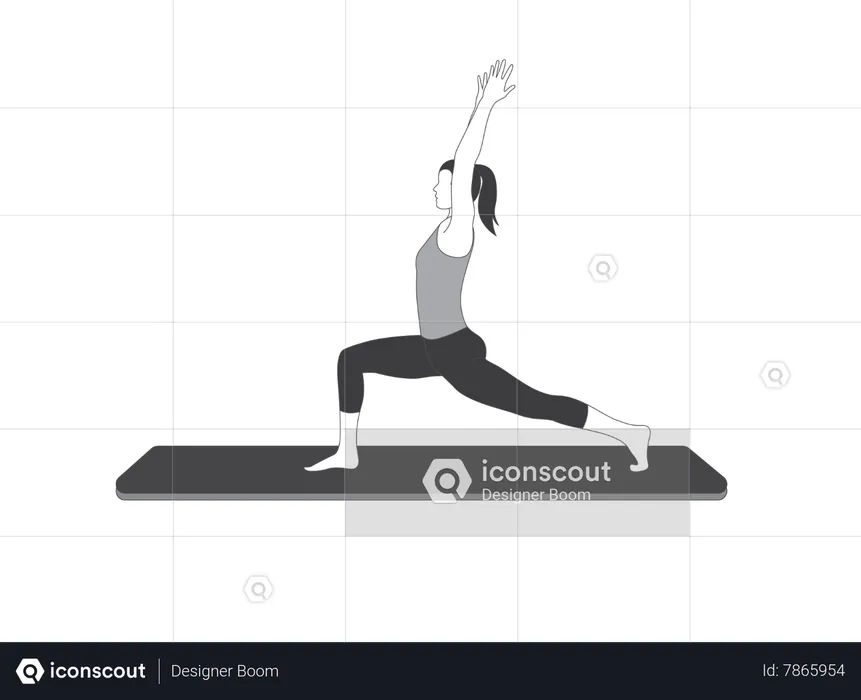 Garota de ioga fazendo Virabhadrasana  Ilustração